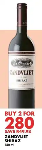 Woolworths Zandvliet Shiraz offer