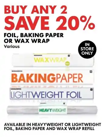 Woolworths Foil, Baking Paper or Wax Wrap offer