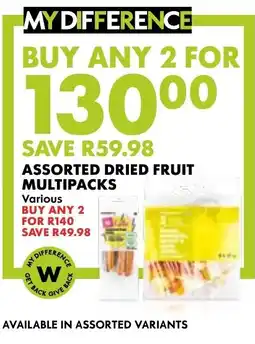 Woolworths Assorted Dried Fruit Multipacks offer