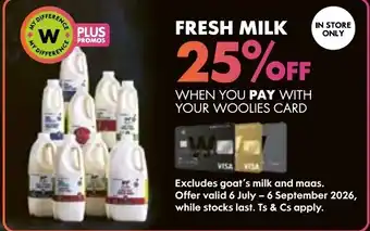 Woolworths Fresh Milk offer