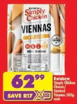 Shoprite Rainbow Simply Chicken Viennas offer