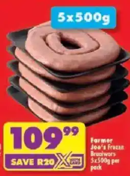 Shoprite Farmer Joe's Frozen Braaiwors offer