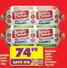 Shoprite Rainbow Simply Chicken Polony offer