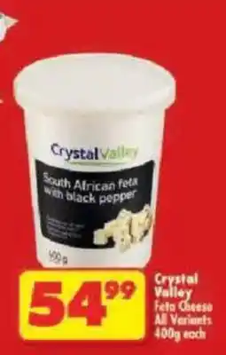 Shoprite Crystal Valley South African feta with black pepper offer