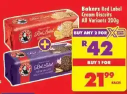 Shoprite Bakers Red Label Cream Biscuits offer
