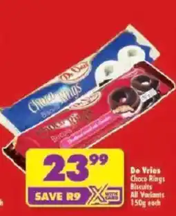 Shoprite De Vries Choco Rings Biscuits offer