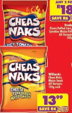 Shoprite Willards Cheas Naks Maize Snack offer