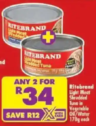 Shoprite Ritebrand Light Meat Shredded Tuna offer