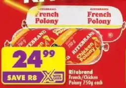 Shoprite Ritebrand French/Chicken Polony offer