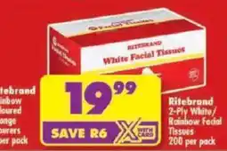 Shoprite Ritebrand White Facial Tissues offer