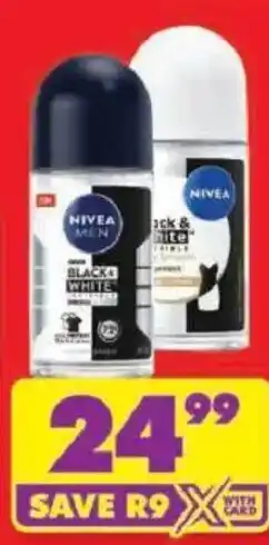 Shoprite NIVEA MEN Black & White Deodorant Roll-On offer