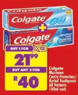 Shoprite Colgate Maximum Cavity Protection/Herbal toothpaste offer