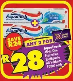 Shoprite Aquafresh All-in-One Protection Toothpaste offer