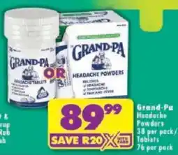 Shoprite Grand-Pa Headache Powders offer