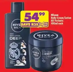 Shoprite Nivea Body Cream/Lotion offer