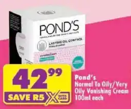 Shoprite Pond's Normal To Oily/Very Oily Vanishing Cream offer