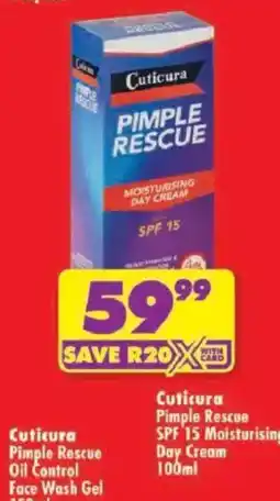 Shoprite Cuticura Pimple Rescue Moisturising Day Cream offer