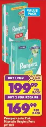 Shoprite Pampers Value Pack Disposable Nappies/Pants offer