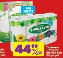 Shoprite Twinsaver 1-Ply/ 2-Ply Mini Toilet Rolls offer