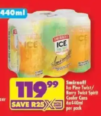 Smirnoff Ice Pine Twist/Berry Twist Spirit Cooler Cans