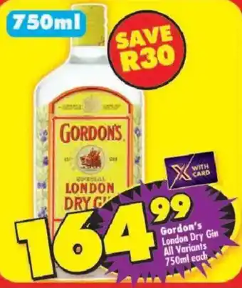 Shoprite Gordon's London Dry Gin offer
