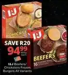 Checkers I&j - beefers/chicksters frozen burgers all variants offer