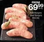 Checkers Pork bangers (beef bangers) offer
