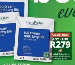 Checkers Crystal valley - long life milk offer