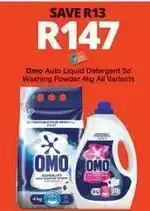 Checkers Omo - auto liquid detergent 3l / washing powder 4kg offer