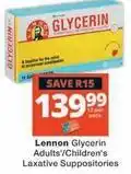 Checkers Lennon - glycerin laxative suppositories offer
