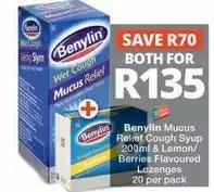 Checkers Mucus relief cough syrup & lozenges offer