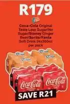 Checkers Coca cola - coca-cola original taste less sugar/no sugar/stoney ginger beer/sprite/fanta soft drink offer