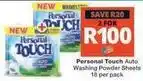 Checkers Personal touch - auto washing powder sheets offer