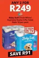 Checkers Baby soft - fresh white/supreme quilts 2-ply toilet rolls 18 per pack offer