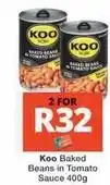 Checkers Koo - baked beans in tomato sauce 400g offer
