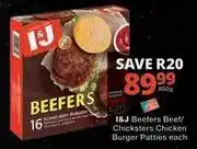 Checkers I&j - beefers beef/chicksters chicken burger patties offer