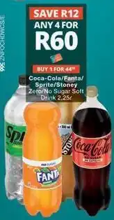 Checkers Coca cola - coca-cola/fanta/sprite/stoney zero/no sugar soft drink offer
