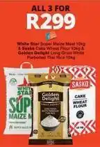 Checkers Sasko - super maize meal, cake wheat flour, long grain white parboiled thai rice offer