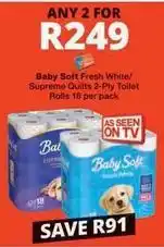 Checkers Baby soft - supreme quilts 2-ply toilet rolls 18 per pack offer