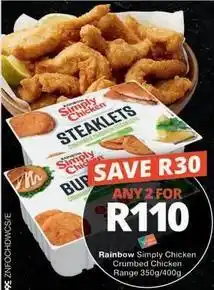Checkers Rainbow - steaklets crumbed chicken offer