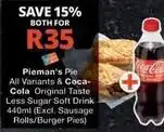 Checkers Coca cola - pieman's pie all variants & coca-cola original taste less sugar soft drink 440ml offer