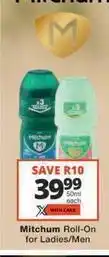 Checkers Roll-on for ladies/men offer
