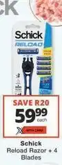 Checkers Schick - reload razor + 4 blades offer