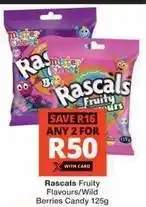 Checkers Mister sweet - rascals fruity flavours/wild berries candy offer