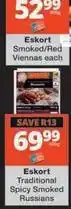 Checkers Eskort - smoked/red viennas each offer