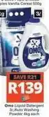 Checkers Omo - liquid detergent 3l / auto washing powder 4kg offer