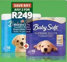 Checkers Baby soft - 2-ply supreme quilts, fresh white toilet rolls offer