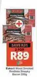 Checkers Eskort - wood smoked rindless streaky bacon 200g offer