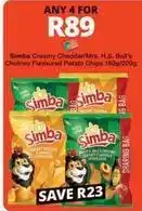 Checkers Simba - creamy cheddar/mrs. h.s. bali's chutney flavoured potato chips offer