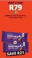 Checkers Cadbury - chocolate slabs offer